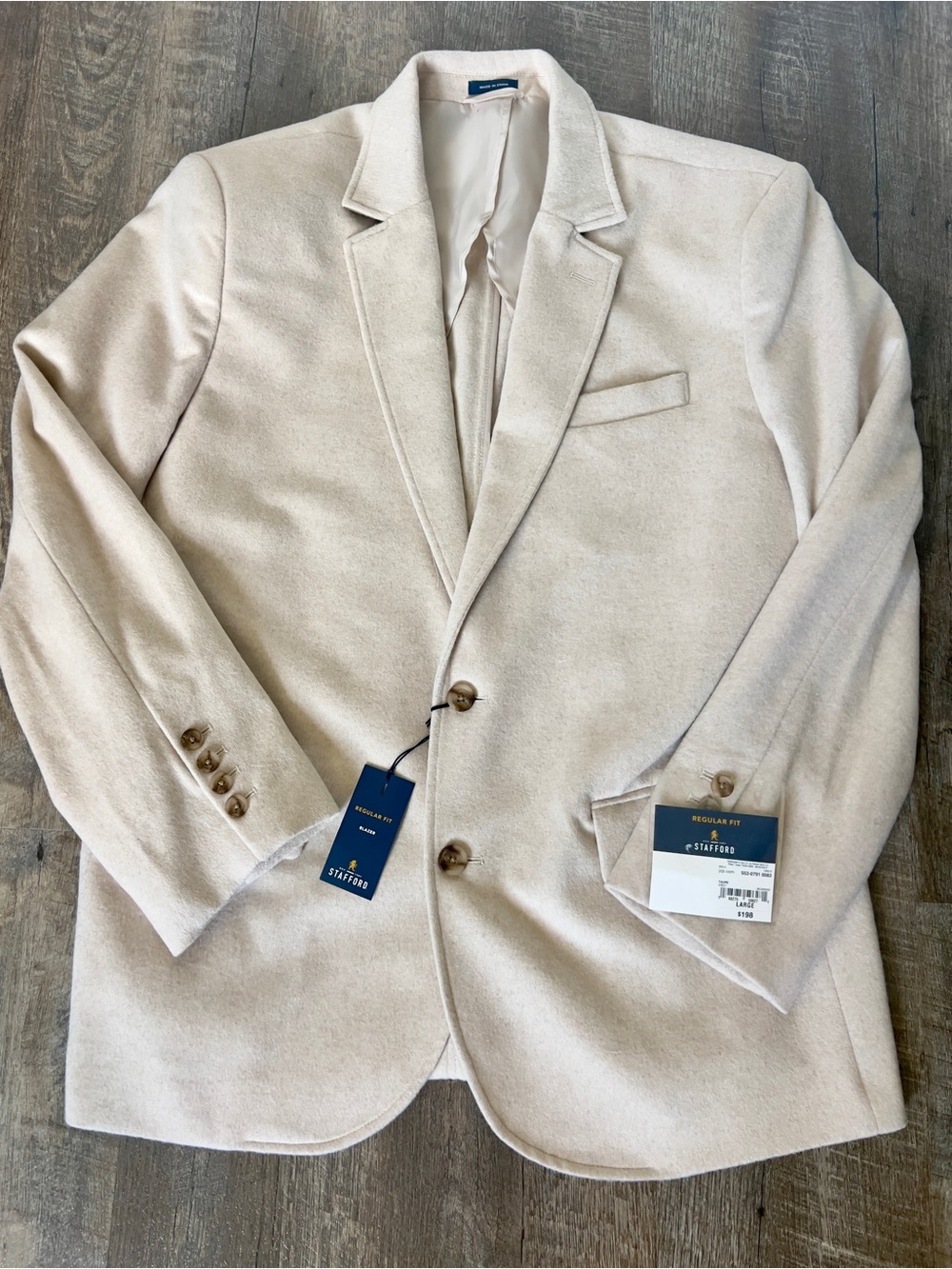 Stafford Wool Blend Mens Classic‎ Fit Sport Coat-Size Large
